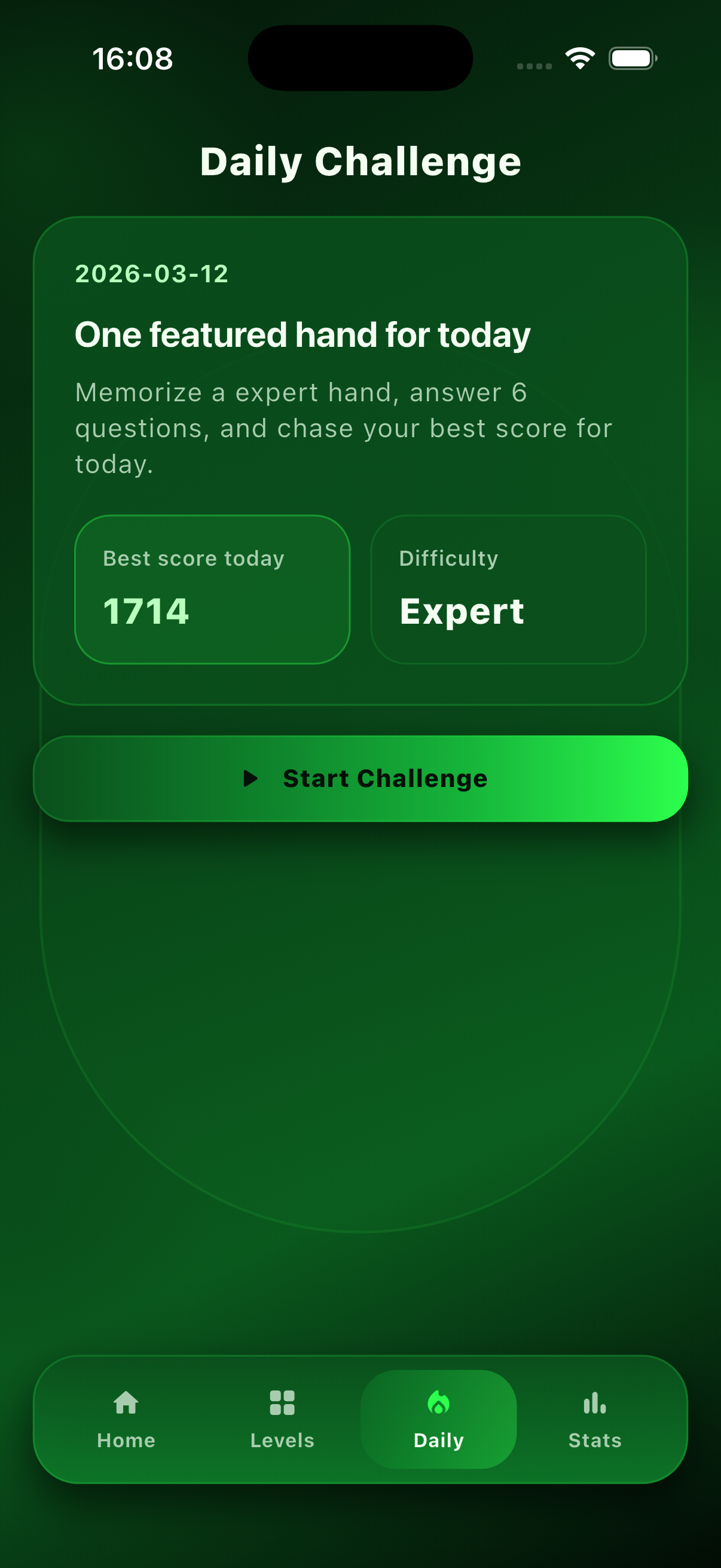 Daily Challenge screen