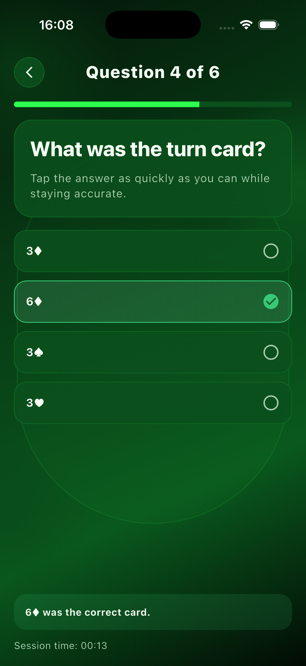 Question correct screen