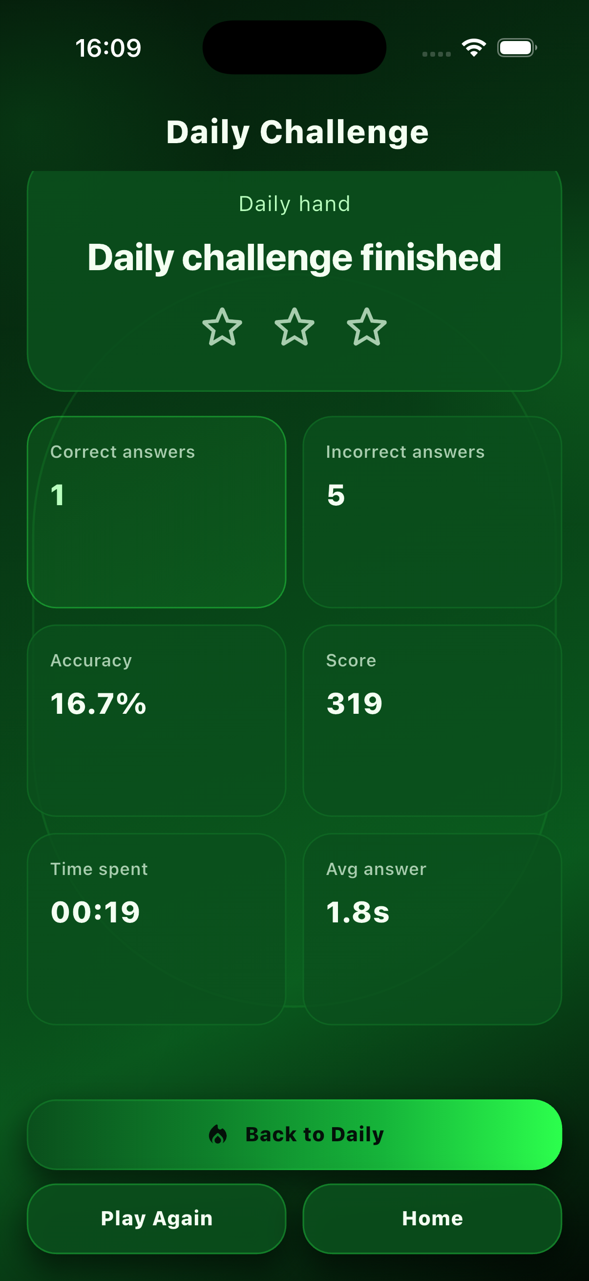 Result screen